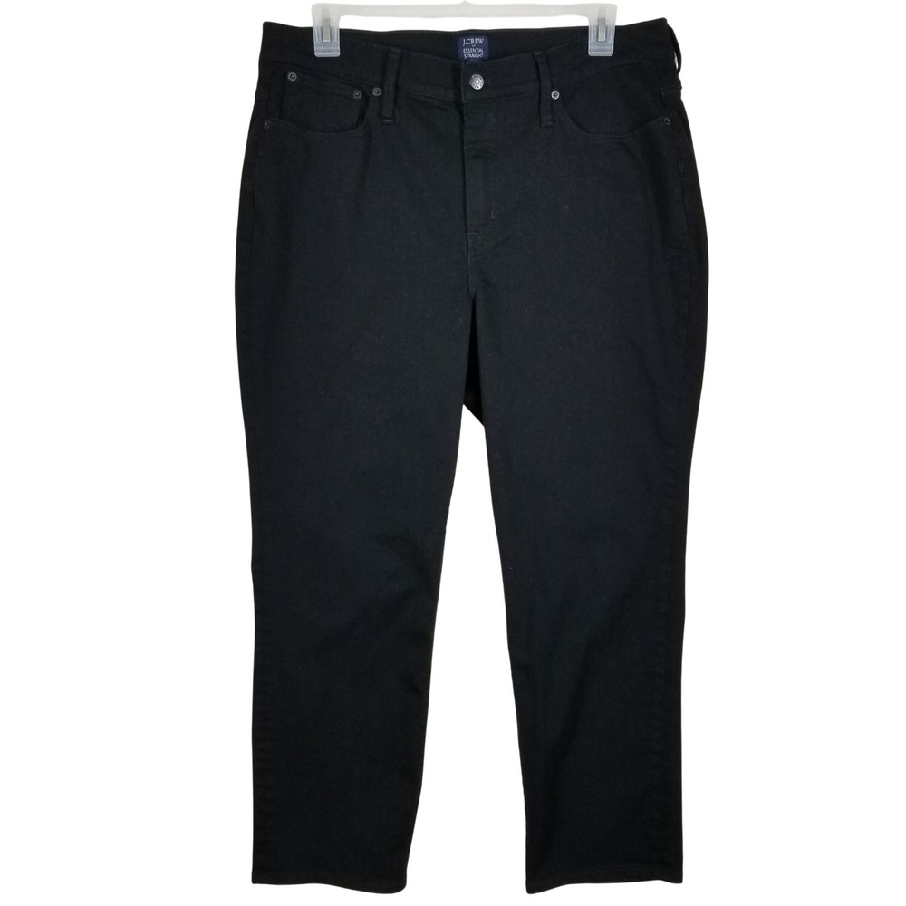 J.Crew Essential Straight Black Jeans Mens 34 Cotton Blend Stretch